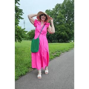 Boutique Women’s Medium Pink Collar Wrap Midi Dress